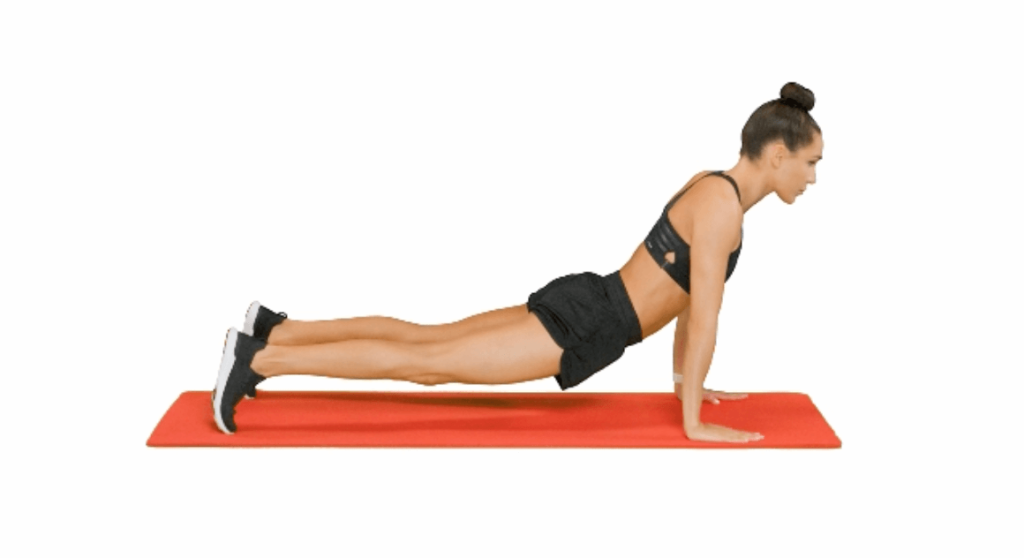 Yoga push up 
pushing body up with hands