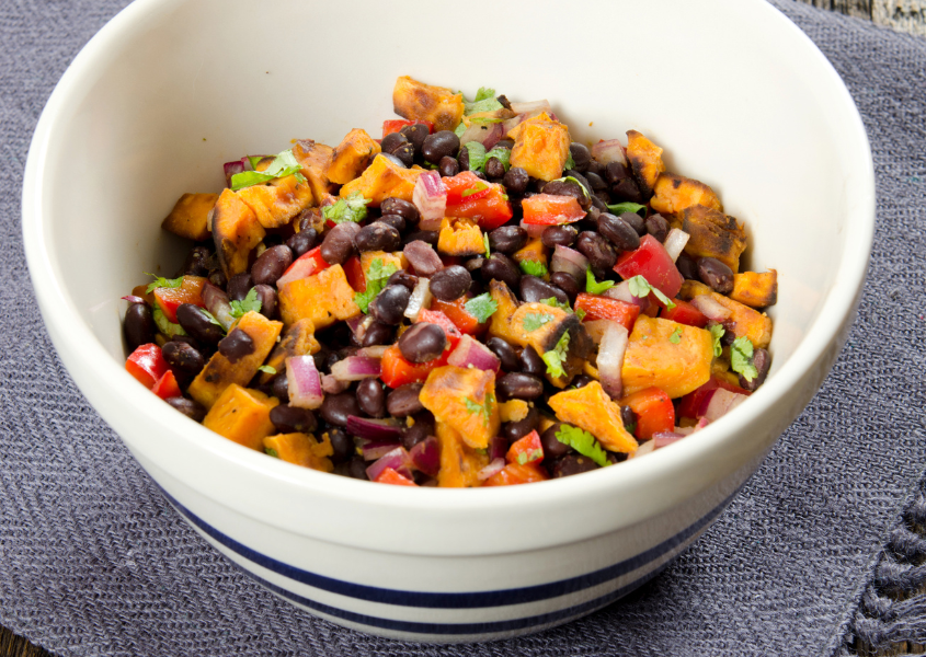 healthy vegetarian recipes
baked sweet potato with black bean salsa
